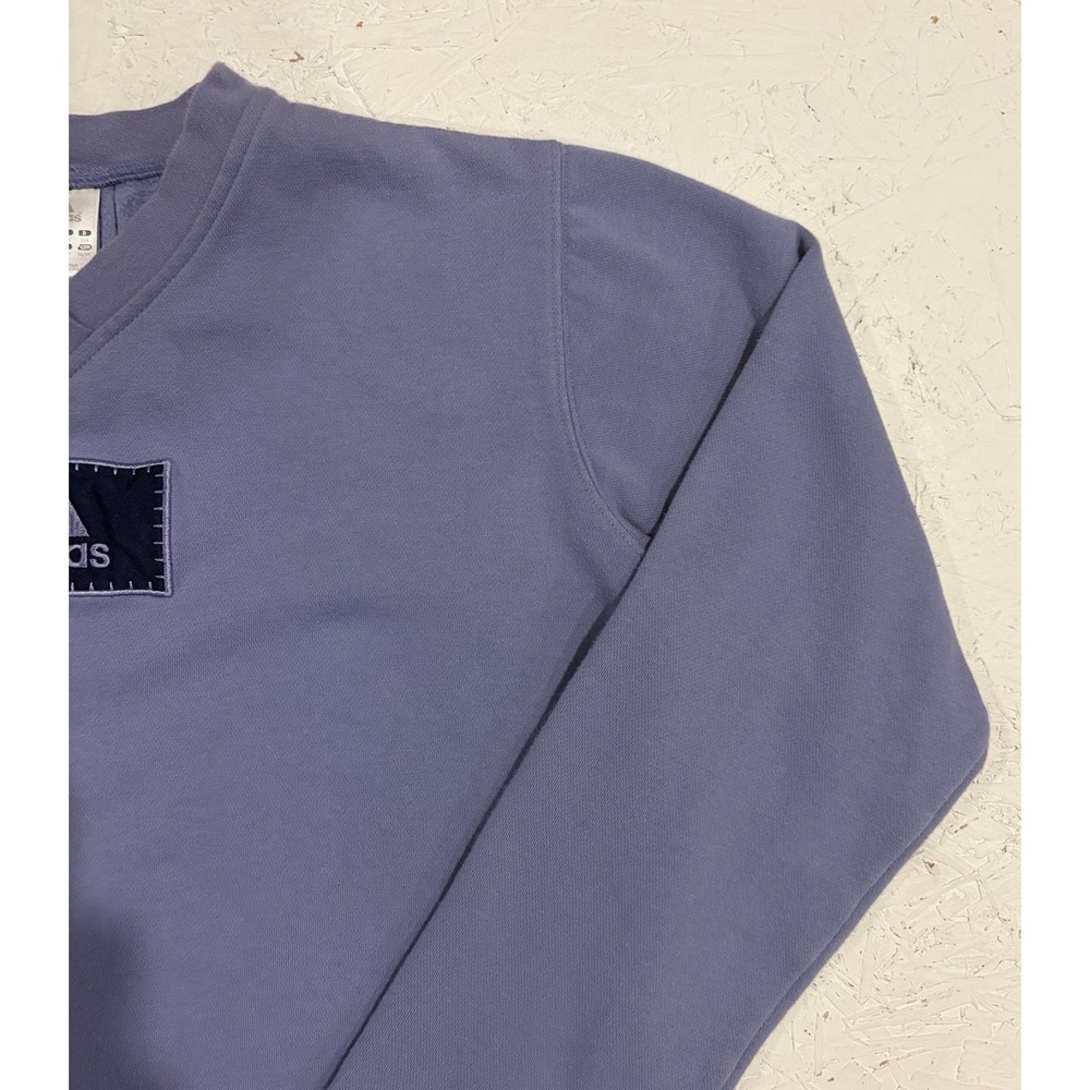 Vintage 90s Adidas Logo Sweater Youth XL Womens S Purple V Neck Sweatshirt - Picture 5 of 11
